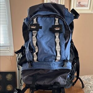 Blue and Black Hiking Backpack